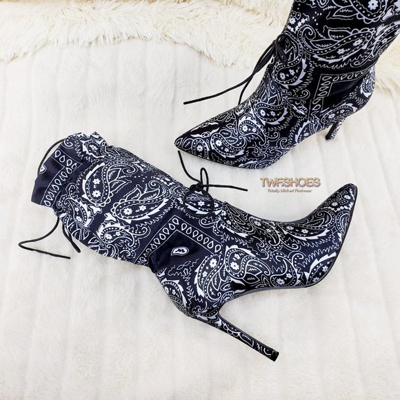 Madness Drawstring 4" Stiletto High Heel Mid Calf Boots - Picture 4 of 12